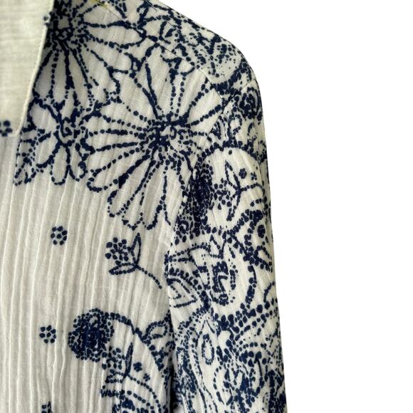 Habitat Floral Crinkled Cotton Button Front Shirt Lagenlook Size Small - Picture 6 of 10